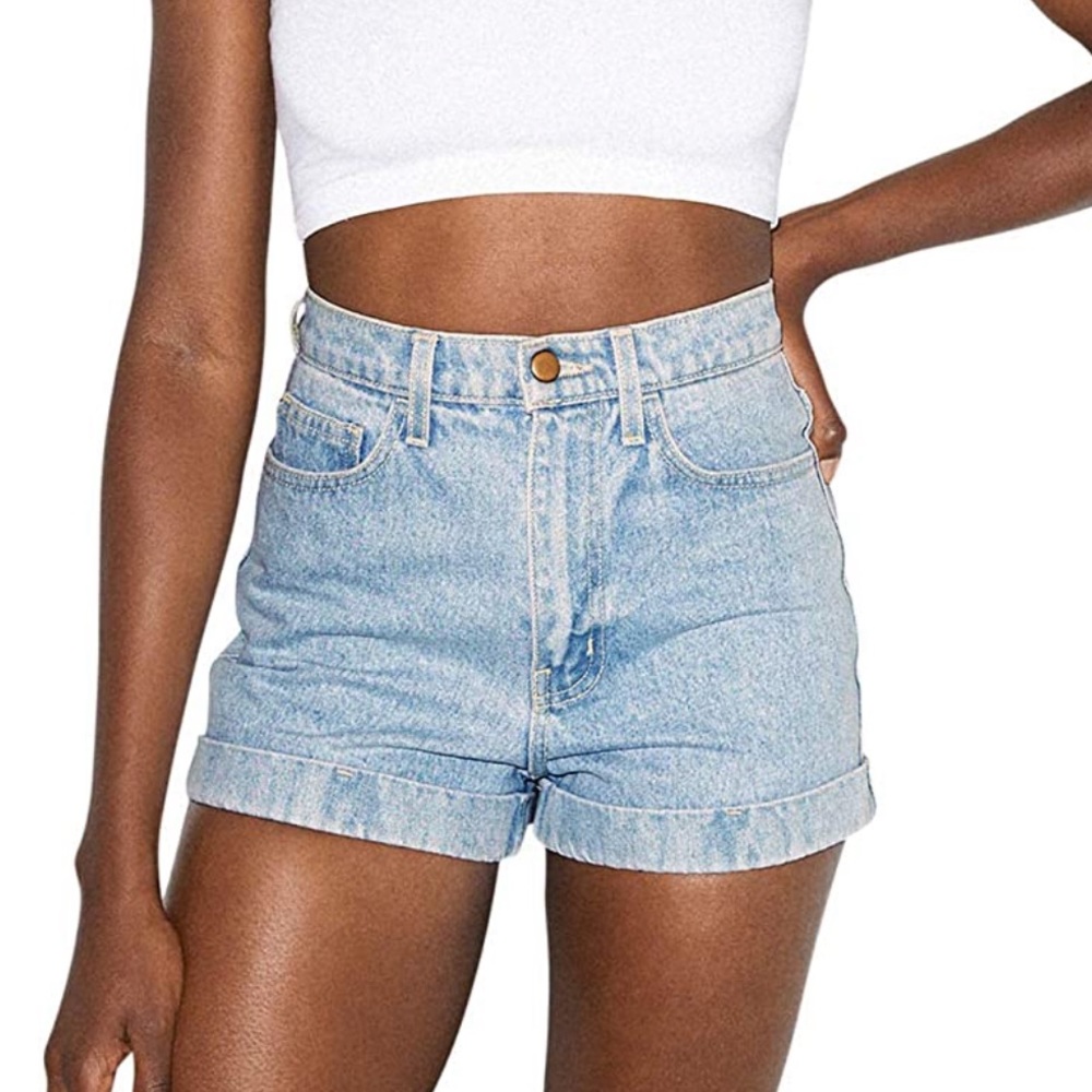 NWT American Apparel Light Wash high waisted shorts size 26